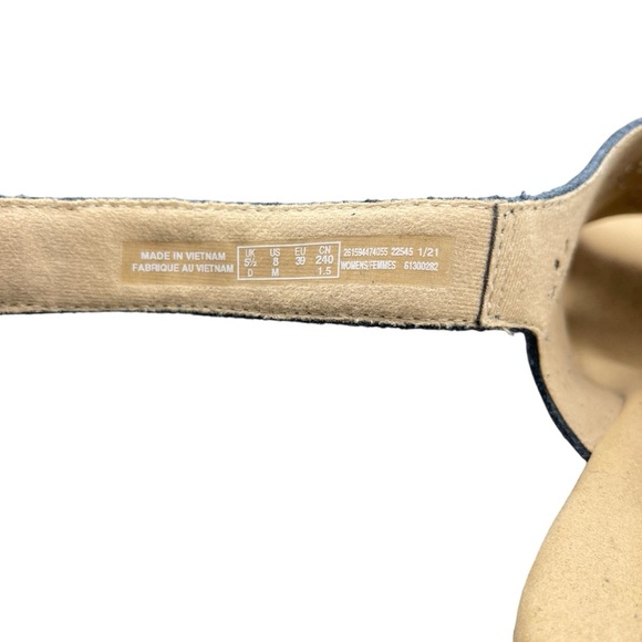 Clarks Wedge Sandals Women's Navy Blue Giselle Bay Sz 8 Suede Cork Chunky Summer - Picture 4 of 5